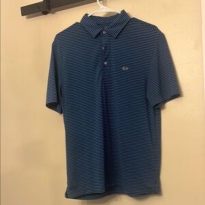 Vineyard Vines Men's Blue w/ Mint Striped Polo Shirt Small